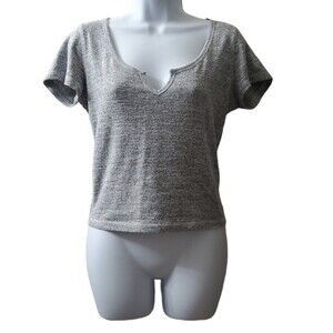 Abercrombie & Finch Womens Grey/ Gray Cropped short sleeve Blouse